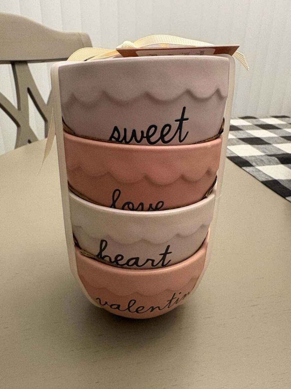 Rae Dunn Valentine's Day Scalloped Edge Tasting Bowls, Set of 4